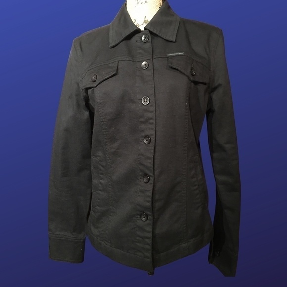 CALVIN KLEIN JEANS Trucker-Inspired Jean Jacket, BLACK, Size M (Orig. $99.50) - Picture 1 of 9